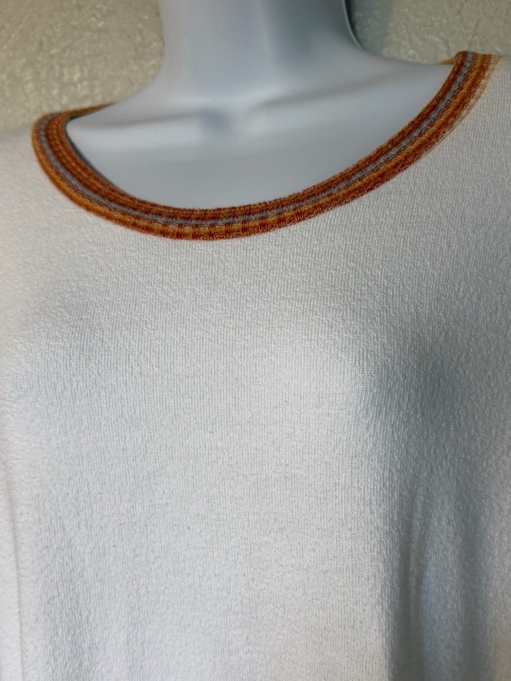 Lulus Ivory Pullover Knit Top w/ Contrast‎ Grunge Vintage Striped Trim Sz S - Picture 11 of 17